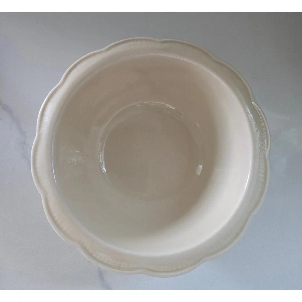 Vintage Calif USA S-16 Lidded Bowl Teal Blue Cream Scalloped Ceramic Candy Dish - Picture 4 of 6